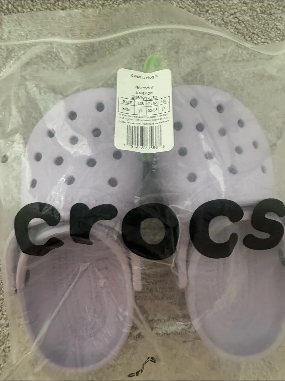 CROCS Kids One Piece Clog in Lavender